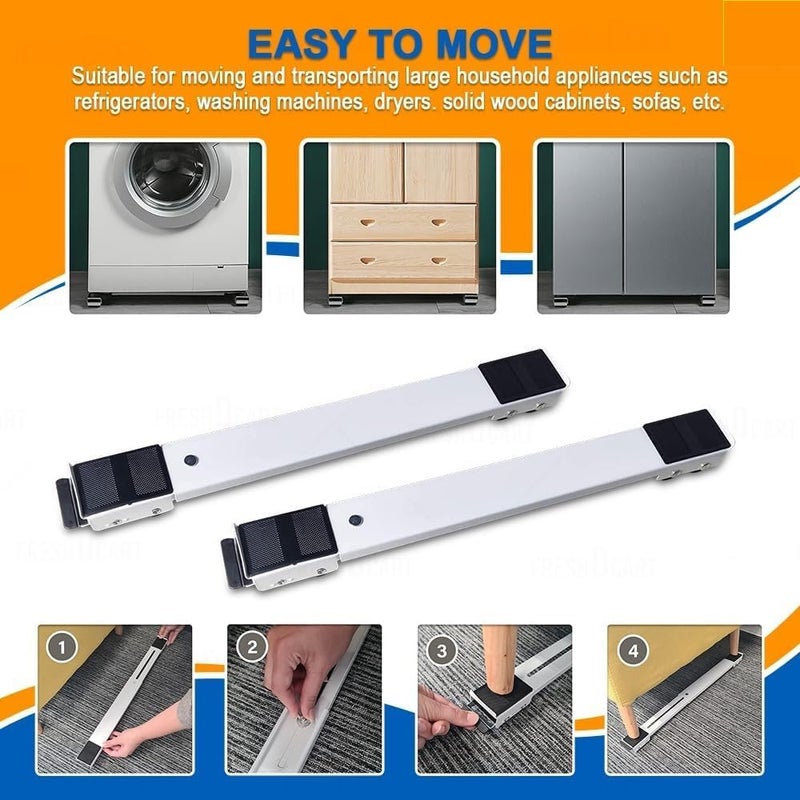 SOCATHEY Heavy Load Furniture Lifter Mover Tool Set Adjustable Height Roller Wheel Slider Stainless Steel Multicolour  - Image 2