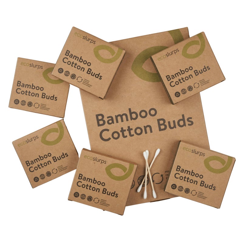 EcoSlurps 600 Bamboo Cotton Swabs - Large Family Box of Biodegradable Cotton Buds - Ecofriendly No Plastic in Each Cotton Bud Swab (6x100 Boxes) - Image 4