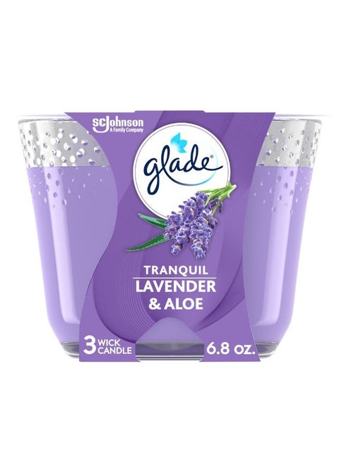 3 Wick Candle Long-Lasting Essential Oil Infused Tranquil Lavender And  Aloe Scent 96g