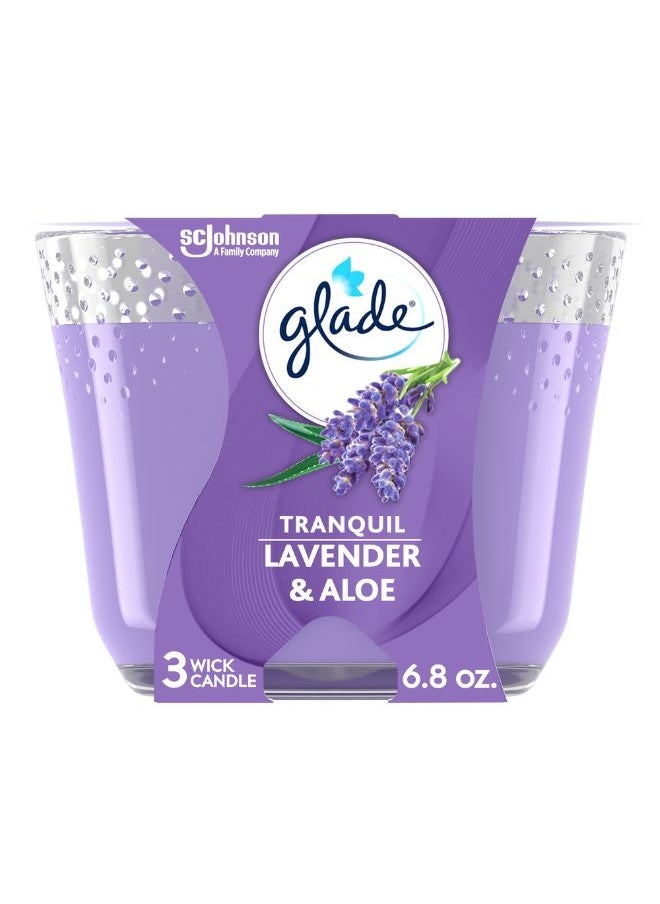 Glade - 3 Wick Candle Long-Lasting Essential Oil Infused Tranquil Lavender And  Aloe Scent 96g - Image 1