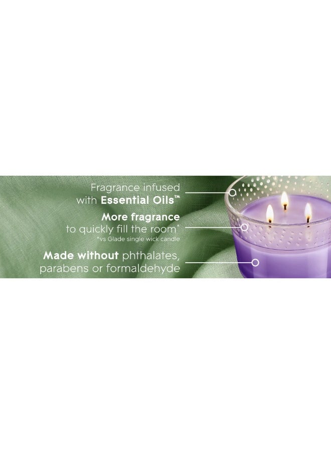 Glade - 3 Wick Candle Long-Lasting Essential Oil Infused Tranquil Lavender And  Aloe Scent 96g - Image 1