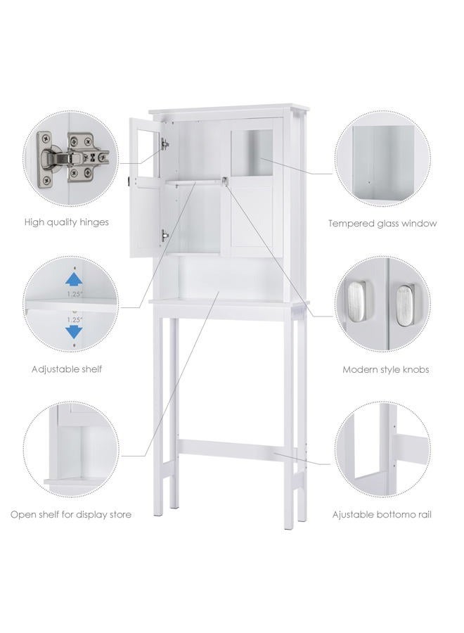 Spirich Home Bathroom Cabinet Over The Toilet, Bathroom Storage Cabinet with Doors and Adjustable Shelves, Over The Toilet Storage Cabinet, White - Image 4