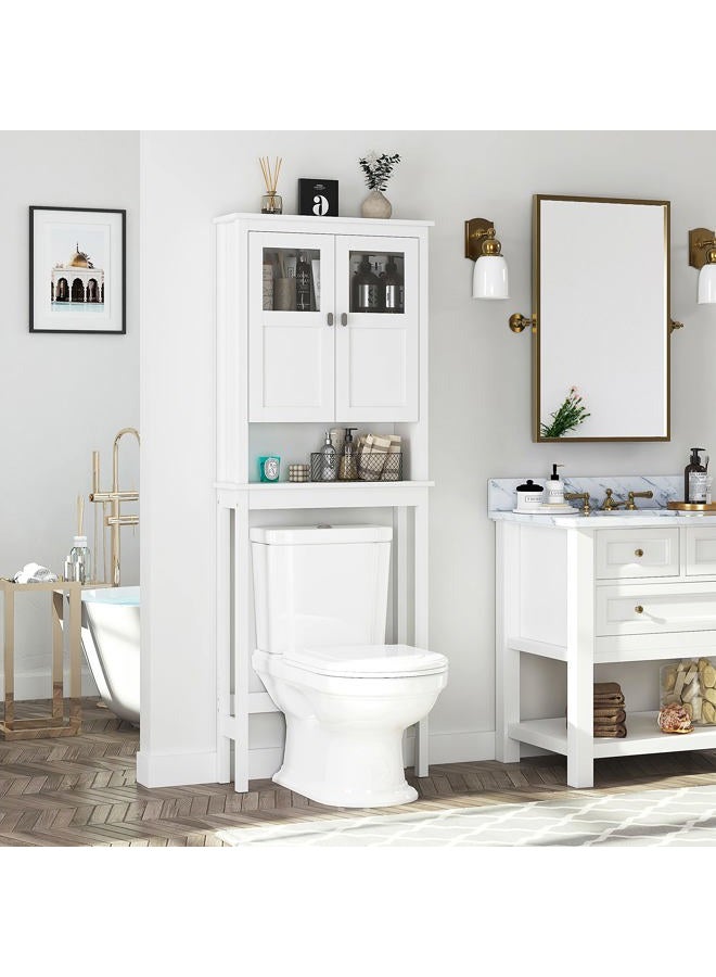 Spirich Home Bathroom Cabinet Over The Toilet, Bathroom Storage Cabinet with Doors and Adjustable Shelves, Over The Toilet Storage Cabinet, White - Image 3