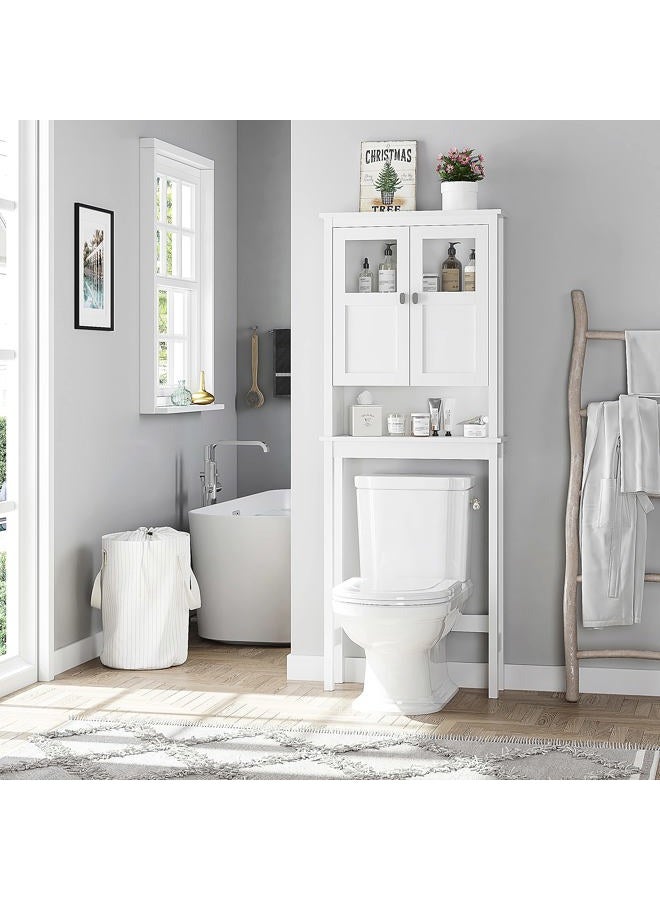 Spirich Home Bathroom Cabinet Over The Toilet, Bathroom Storage Cabinet with Doors and Adjustable Shelves, Over The Toilet Storage Cabinet, White - Image 2