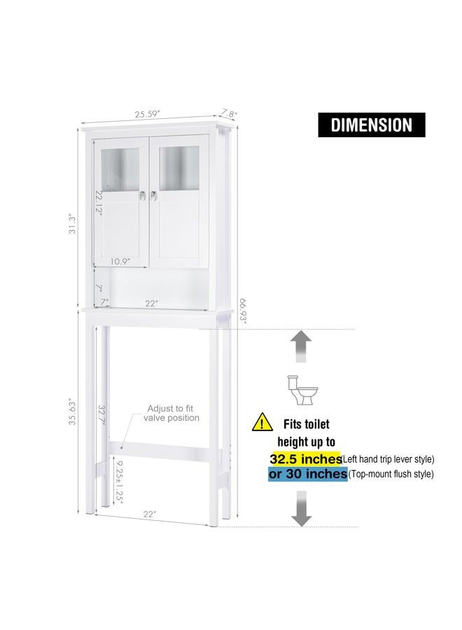Spirich Home Bathroom Cabinet Over The Toilet, Bathroom Storage Cabinet with Doors and Adjustable Shelves, Over The Toilet Storage Cabinet, White - Image 5