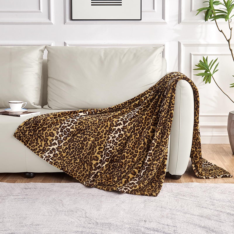 Edenleaf Leopard Print Blanket Fleece Throw for Bed Sofa Travel and Camping, Super Soft Cozy Fluffy Plush Cheetah Print Blanket for All Seasons 60"x80" (Dark Brown) - Image 3