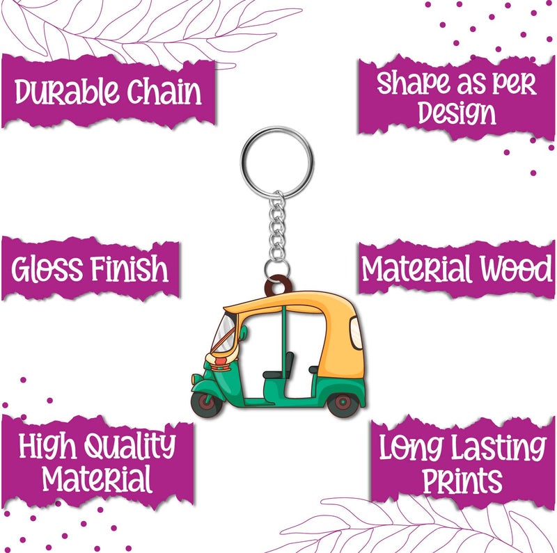Bhai Please Auto Wooden Keychain For Car, Bike, Office, Home (Pack Of 1) Multicolour Key Chain With Ring | Gift For Men, Women, Girls, Boys, Him And Her, Multicolor - Image 5