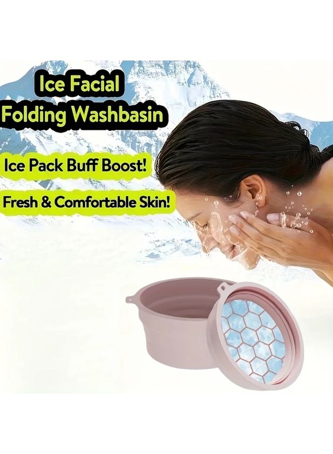 Black Portable Collapsible Ice Face Basin with Built In Tray for Cold Water Facial Cleansing Bathing Spa - Image 2