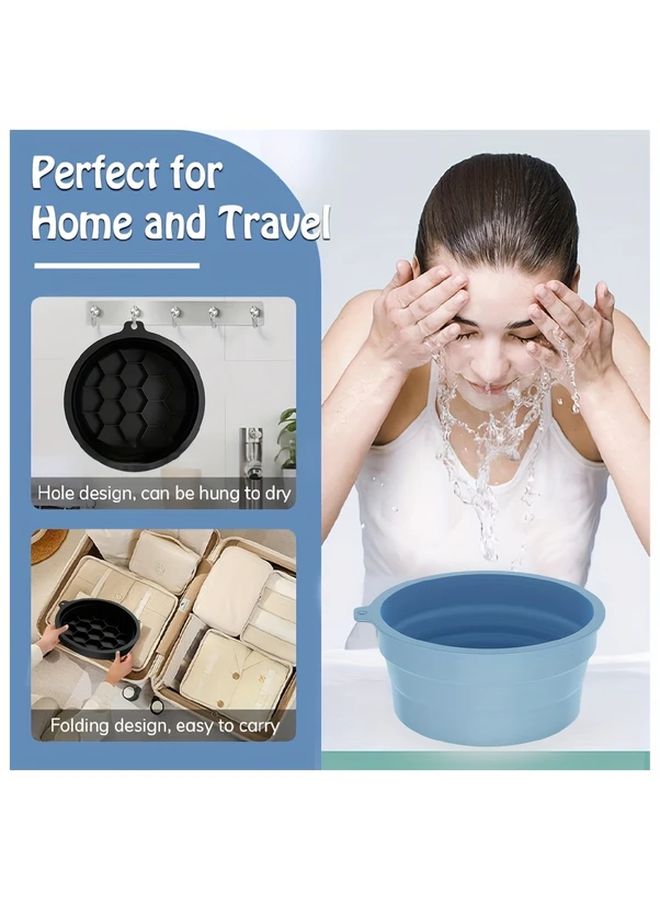 Black Portable Collapsible Ice Face Basin with Built In Tray for Cold Water Facial Cleansing Bathing Spa - Image 3
