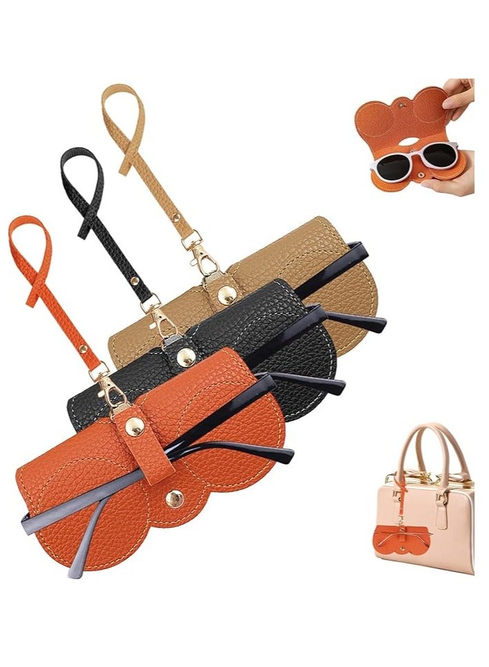 3 قطعة نظارات شمسية حقيبة جلدية لينة حالة النظارات ، نظارات شمسية السفر مع الحبل ، حزام كليب ، للجنسين - Image 1