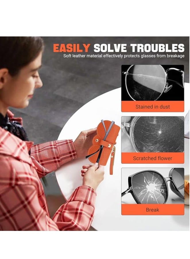 3 قطعة نظارات شمسية حقيبة جلدية لينة حالة النظارات ، نظارات شمسية السفر مع الحبل ، حزام كليب ، للجنسين - Image 2
