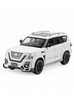 CHE ZHI 1:24 Nissan Patrol Diecast Alloy car with Pull Back and Music and Sound - White  - Image 1