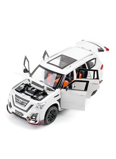 CHE ZHI 1:24 Nissan Patrol Diecast Alloy car with Pull Back and Music and Sound - White  - Image 2
