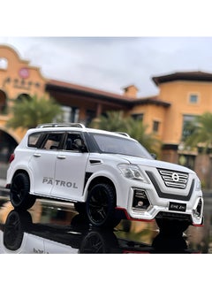 CHE ZHI 1:24 Nissan Patrol Diecast Alloy car with Pull Back and Music and Sound - White  - Image 5