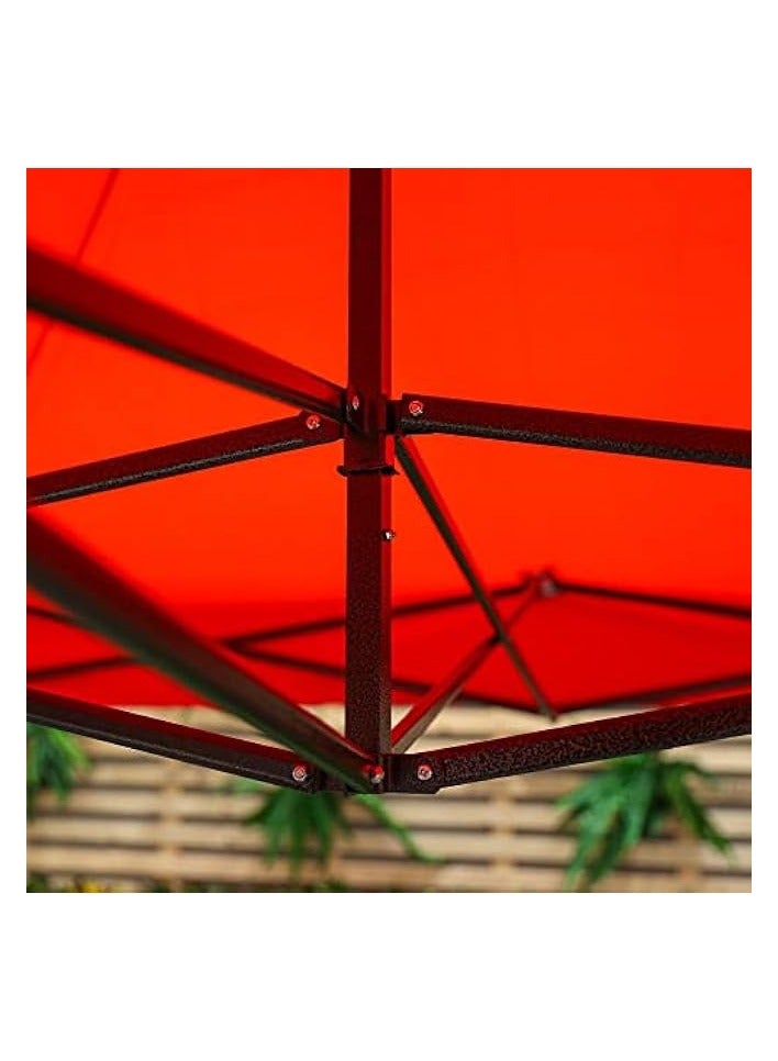 GO2CAMPS Gazebo 3x3 M-Camping Tent Canopy Pop Up Instant Shelter Sun Protection Shade for Outdoor Camping Picnics Beach Garden Sports Party-(Red)