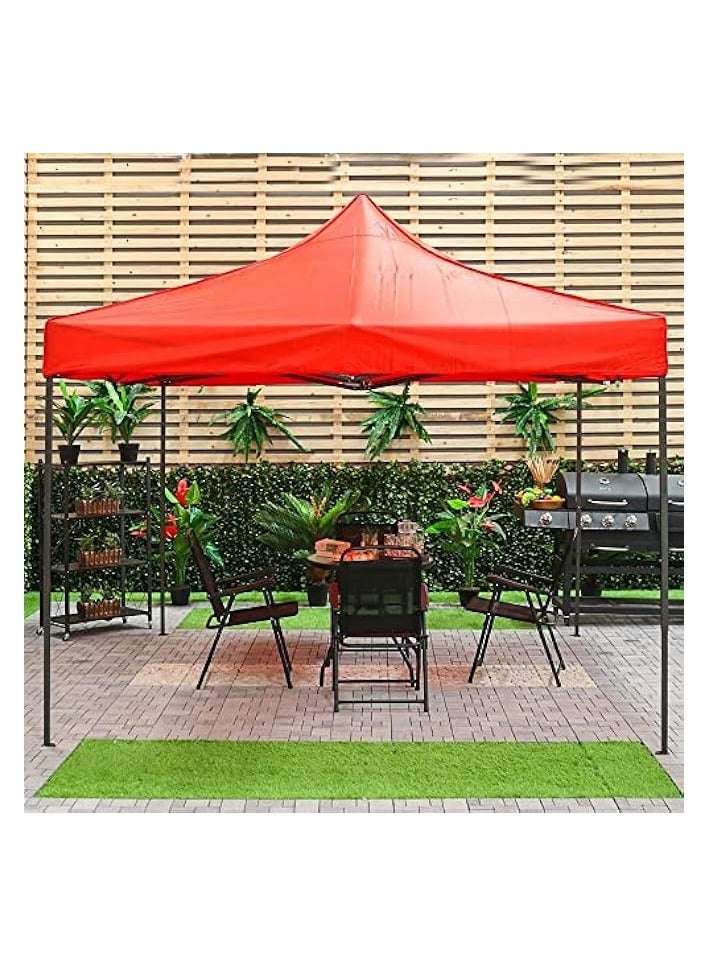 GO2CAMPS Gazebo 3x3 M-Camping Tent Canopy Pop Up Instant Shelter Sun Protection Shade for Outdoor Camping Picnics Beach Garden Sports Party-(Red)