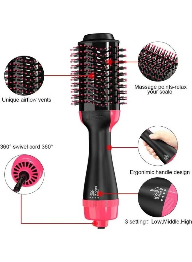 TIGER 3-in-1 Electric Hot Air Brush – Hair Dryer, Straightener & Curler Volumizing Styler with Ionic Technology | Multi-Functional Hair Styling Brush for Smooth & Shiny Hair | Anti-Frizz Blow Dryer Comb for All Hair Types – Black/Pink 34x7.5x5.5 cm - Image 2