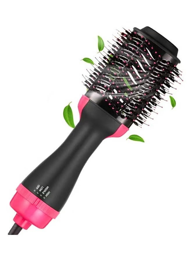 TIGER 3-in-1 Electric Hot Air Brush – Hair Dryer, Straightener & Curler Volumizing Styler with Ionic Technology | Multi-Functional Hair Styling Brush for Smooth & Shiny Hair | Anti-Frizz Blow Dryer Comb for All Hair Types – Black/Pink 34x7.5x5.5 cm - Image 1