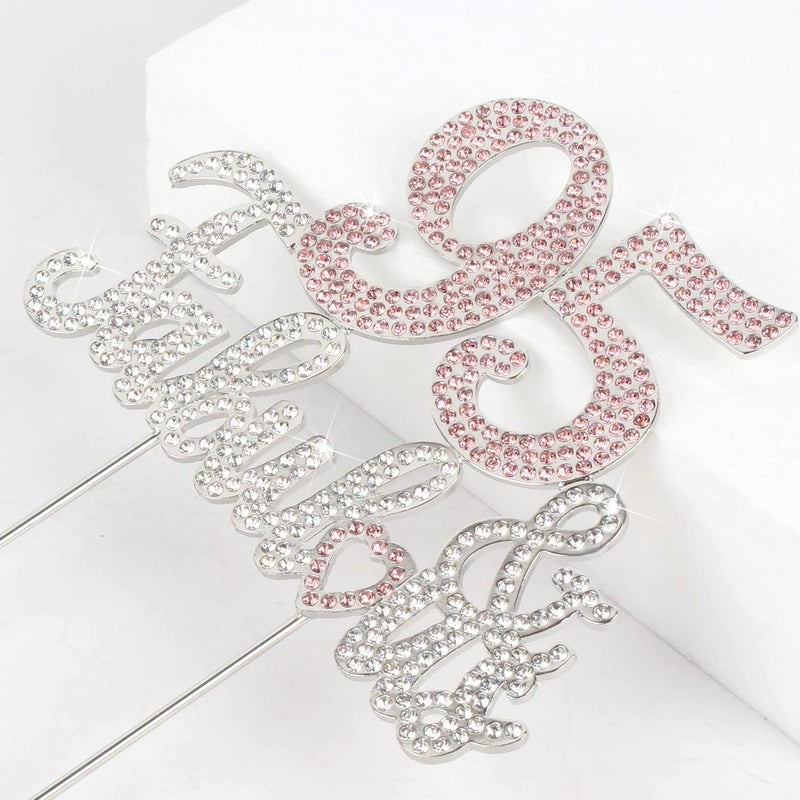 LASKYER 95 & Fabulous Silver Pink Rhinestone Cake Topper - Happy 95th Birthday Cheers to 95 Years Old Bday Party Metal Sparkly Food Centerpieces Topper Decorations Keepsake. - Image 4
