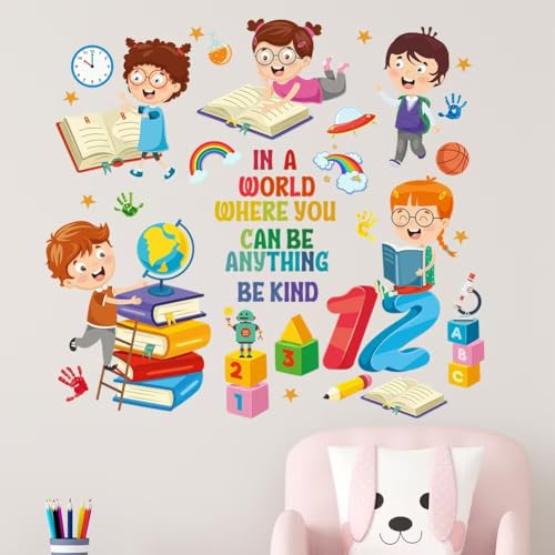 Mirabuy Kids Inspirational Quotes Book Wall Stickers Reading Corner Wall Decals Positive Saying Lettering Wall Decor for Classroom Kids Playroom Nursery Reading Room Bedroom - Image 1