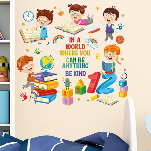 Mirabuy Kids Inspirational Quotes Book Wall Stickers Reading Corner Wall Decals Positive Saying Lettering Wall Decor for Classroom Kids Playroom Nursery Reading Room Bedroom - Image 5