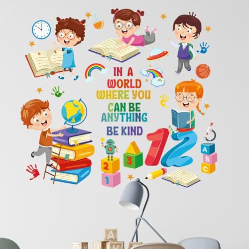 Mirabuy Kids Inspirational Quotes Book Wall Stickers Reading Corner Wall Decals Positive Saying Lettering Wall Decor for Classroom Kids Playroom Nursery Reading Room Bedroom - Image 4