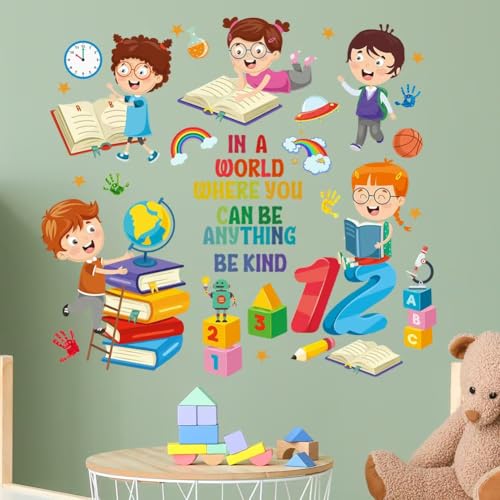Mirabuy Kids Inspirational Quotes Book Wall Stickers Reading Corner Wall Decals Positive Saying Lettering Wall Decor for Classroom Kids Playroom Nursery Reading Room Bedroom - Image 3
