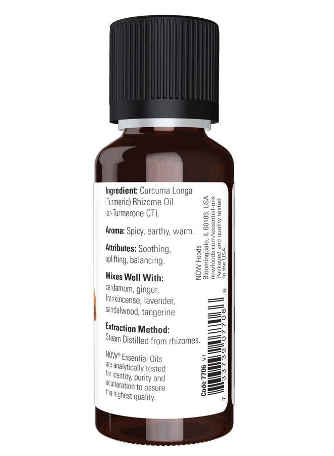 now Essential Oils, Tumeric Essential Oil, Soothing, Uplifting, Balancing, 100% Pure, Child-Resistant Cap, 1-Ounce - Image 2