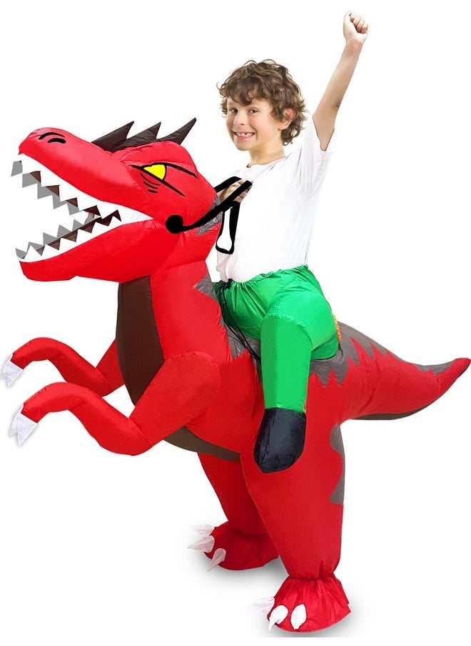 Camlinbo Camlinbo Halloween Inflatable Dinosaur Costume Kids Teens T-Rex Rider Blows Up Halloween Costume Cosplay Party  - Image 1