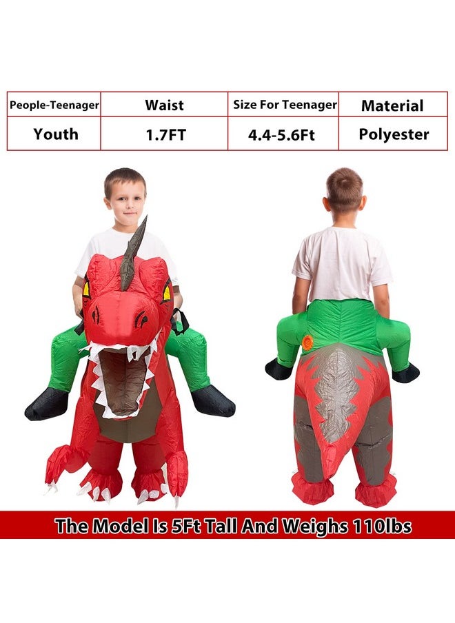 Camlinbo Camlinbo Halloween Inflatable Dinosaur Costume Kids Teens T-Rex Rider Blows Up Halloween Costume Cosplay Party  - Image 3