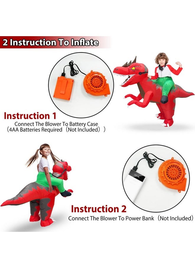 Camlinbo Camlinbo Halloween Inflatable Dinosaur Costume Kids Teens T-Rex Rider Blows Up Halloween Costume Cosplay Party  - Image 4