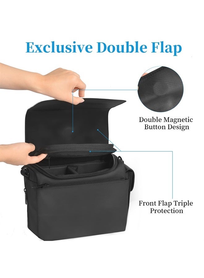 Camera Shoulder Bag, Waterproof Camera Crossbody Case, Compact Photography Backpack, Compatible with Canon/Nikon/Sony/Fuji DSLR/SLR/Mirrorless Camera, Lens and Accessories, White