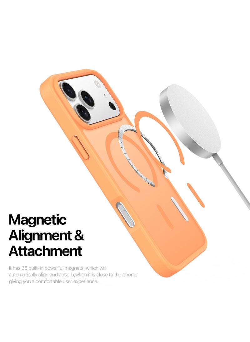 Aookay Magnetic Case for iPhone 17 Pro Max Compatible with MagSafe, [Mil-Grade Drop] Shockproof Slim Frosted Phone Cover (Orange) - Image 4