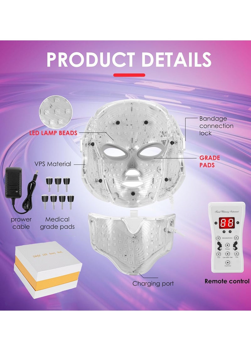 Skin Need - 7-in-1 LED Light Therapy Facial Mask – Red, Blue, and Multi-Color Modes – Skin Rejuvenation & Anti-Aging – Comfortable & Adjustable – Plug-Powered - Image 1