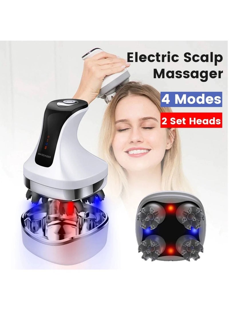 Generic Wireless Electric Head Massager, IPX7 Waterproof Portable Head Massage with 4 Replacement Massage Heads, Head Massager Crawler for Hair Growth, Stress Relief  - Image 3