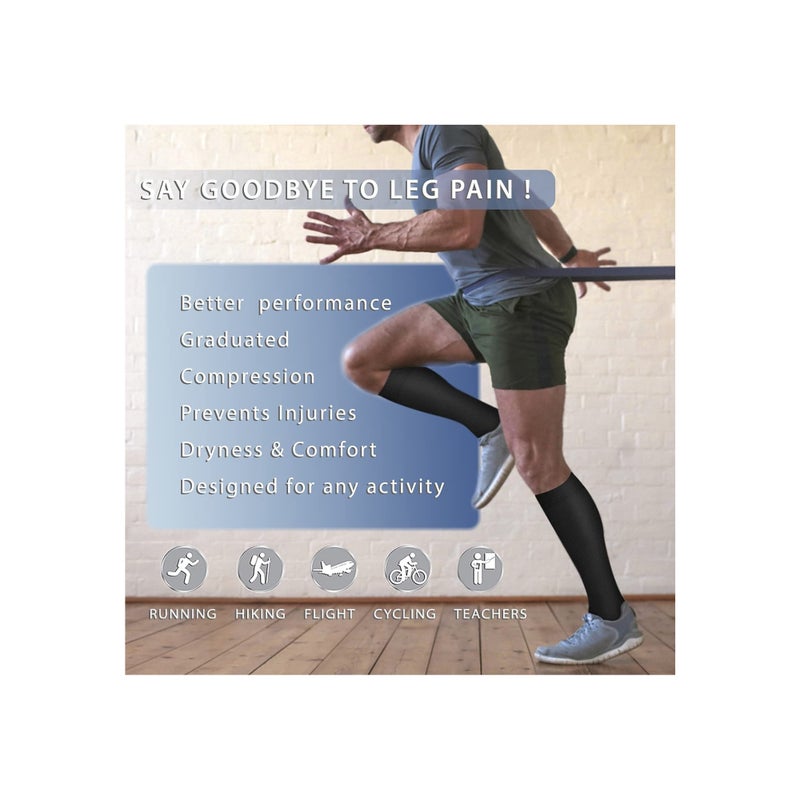 SOLARAE Copper Compression Socks for Men & Women, Copper-Infused Compression Socks Moisture-Wicking Copper Compression Socks for Medical Running Hiking Cycling 15-20 mmHg (Black/White, L/XL) - Image 5