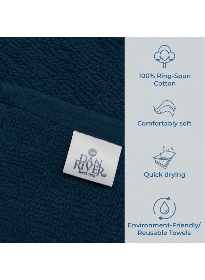 DAN RIVER 100% Cotton Washcloths 24 Pack Premium Quality Face and Body Cloth, Quick Dry and Highly Absorbent Essential Towels for Bathroom, Hand, Kitchen and Cleaning | 12x12 in | 400 GSM (Blue Opal) - Image 4