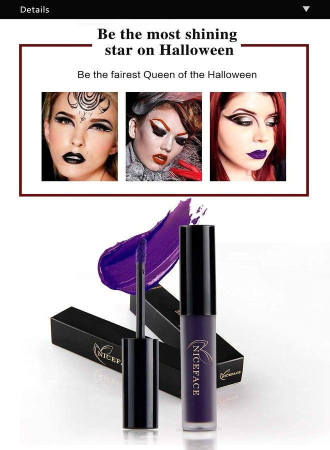 GL-Turelifes Halloween Matte Liquid Lipstick, Long Lasting, Non-stick Non-fading Lip Gloss Vivid Vampire lipsticks for Masquerade, Cosplay, Halloween Makeup (#27 Black) - Image 5