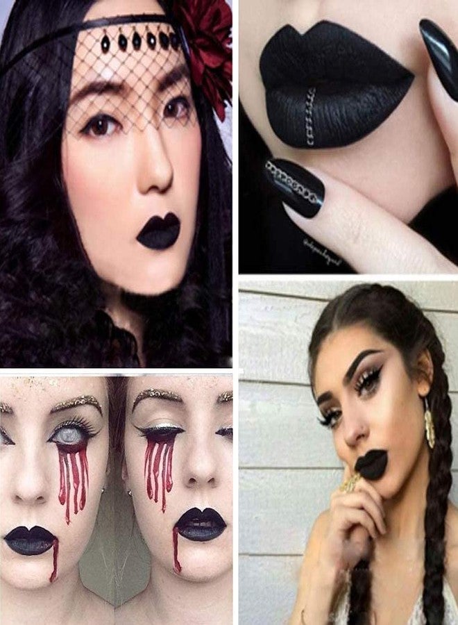 GL-Turelifes Halloween Matte Liquid Lipstick, Long Lasting, Non-stick Non-fading Lip Gloss Vivid Vampire lipsticks for Masquerade, Cosplay, Halloween Makeup (#27 Black) - Image 2