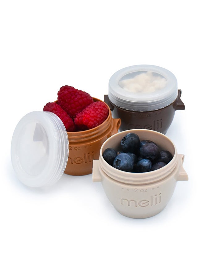 melii حاويات الطعام للأطفال، أكواب قابلة للإغلاق سعة 2 أونصة، مجموعة من 6 خالية من BPA، محكمة الإغلاق، تخزين الوجبات الخفيفة، آمنة للاستخدام في الميكروويف والفريزر، حل محمول لتحضير الوجبات والوجبات الخفيفة - Image 5