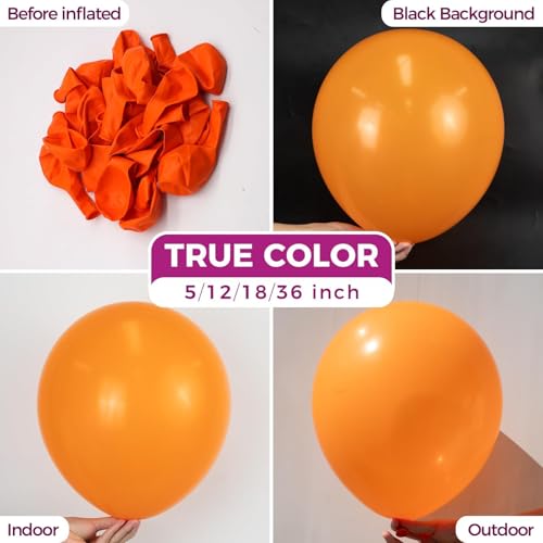 Bezente Orange Giant Balloons 36 Inch 8 Pack Jumbo Large Round Light Orange Latex Balloon for Photo Shoot Birthday Graduation Bridal Shower Halloween Party Decorations - Image 5