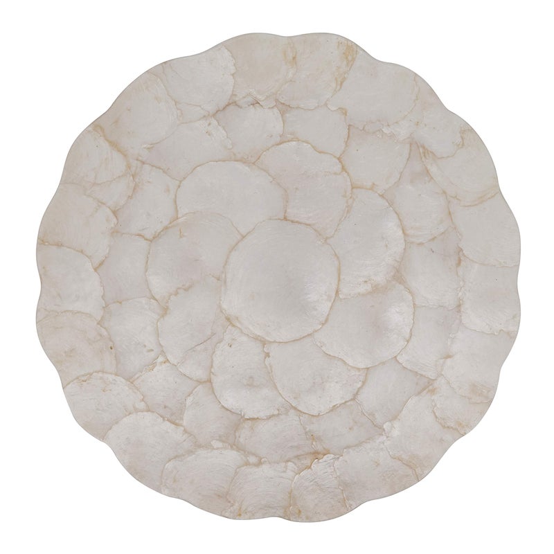 SARO LIFESTYLE Scalloped Capiz Placemats Set of 4 15 Ivory
