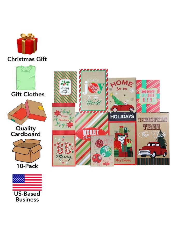 Iconikal Christmas Holiday Kraft Gift Boxes, 3 Sizes, 10-Pack  - Image 1