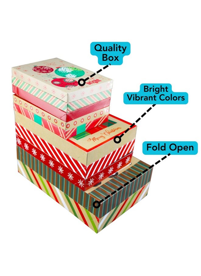 Iconikal Christmas Holiday Kraft Gift Boxes, 3 Sizes, 10-Pack  - Image 2
