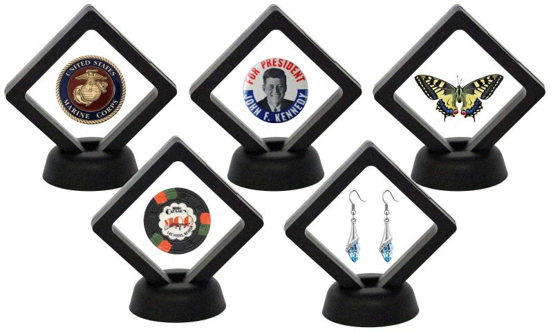 CrazyStorey Set of 10 Pcs Black Diamond Shape Display 3D Floating Frame Display Holder Stands ï¼ŒMedallions, Jewelryï¼ŒChallenge Coinï¼Œ2.75 x 2.75 x 0.75 inches - Image 5