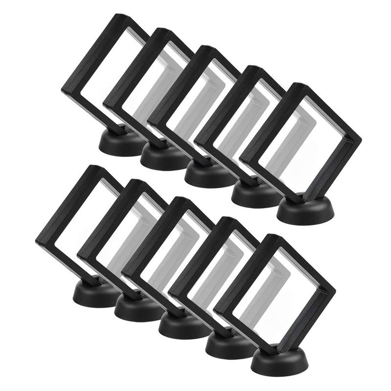 CrazyStorey Set of 10 Pcs Black Diamond Shape Display 3D Floating Frame Display Holder Stands ï¼ŒMedallions, Jewelryï¼ŒChallenge Coinï¼Œ2.75 x 2.75 x 0.75 inches - Image 1