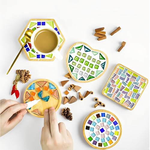EHR Bamboo Coasters Blank Mats for Crafts — 3.54 Inch DIY Mosaic Tile Base, Small Indoor Plant Coasters, Reusable Eco-Friendly Design (10 Pcs Square) - Image 4