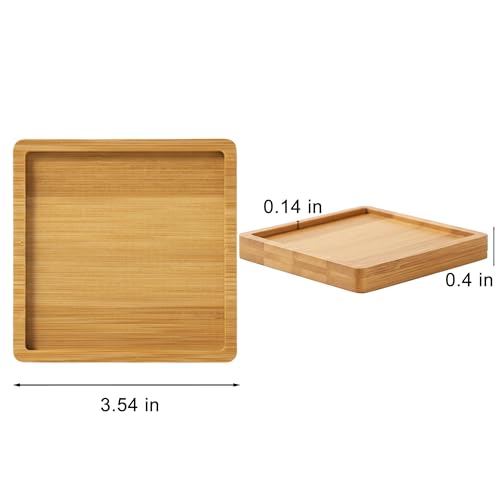 EHR Bamboo Coasters Blank Mats for Crafts — 3.54 Inch DIY Mosaic Tile Base, Small Indoor Plant Coasters, Reusable Eco-Friendly Design (10 Pcs Square) - Image 2