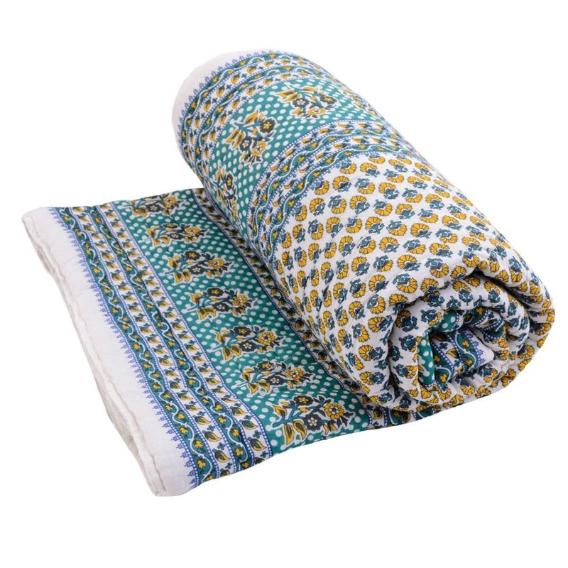 SAMRADHI Traditional Famous Jaipuri Beautiful Floral Print in Multi Colour Jaipuri Rajai/Razai/Quilt Double/Double Bed Quilt/Comforter/AC Quilt/AC Comforter - Image 2