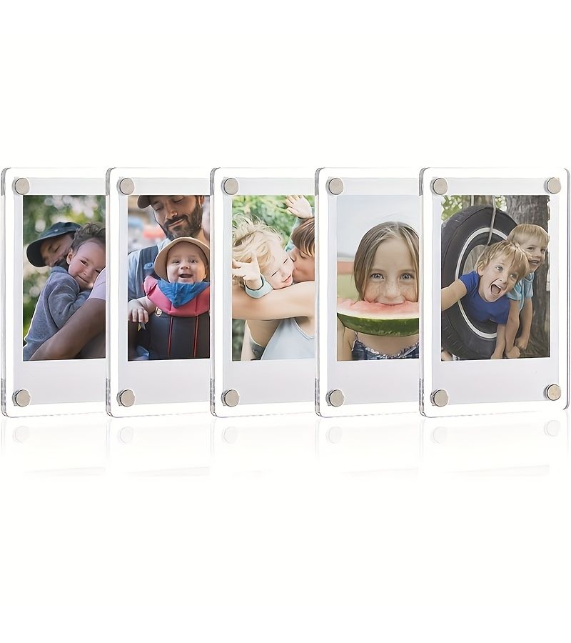 Acrylic Refrigerator Magnetic Photo Frame 5pcs 2.36x3.54in Double Sided Display Stand - Image 1